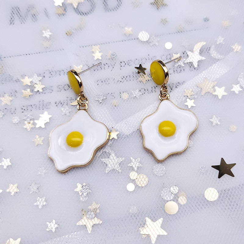 Ladies Cute Fried Egg Earrings