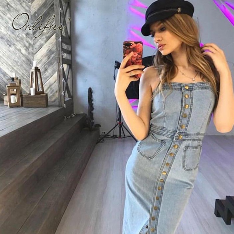 Ladies Denim Dress Sleeveless Ladies Denim Dress Sleeveless