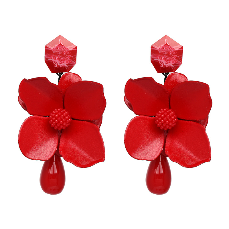 Ladies Fashionable Big Flower Earrings