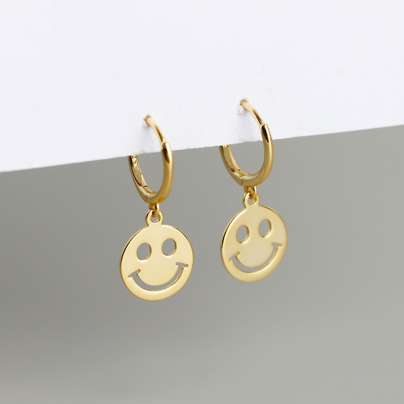 Ladies Fashionable Hoop Smiley Face Earrings