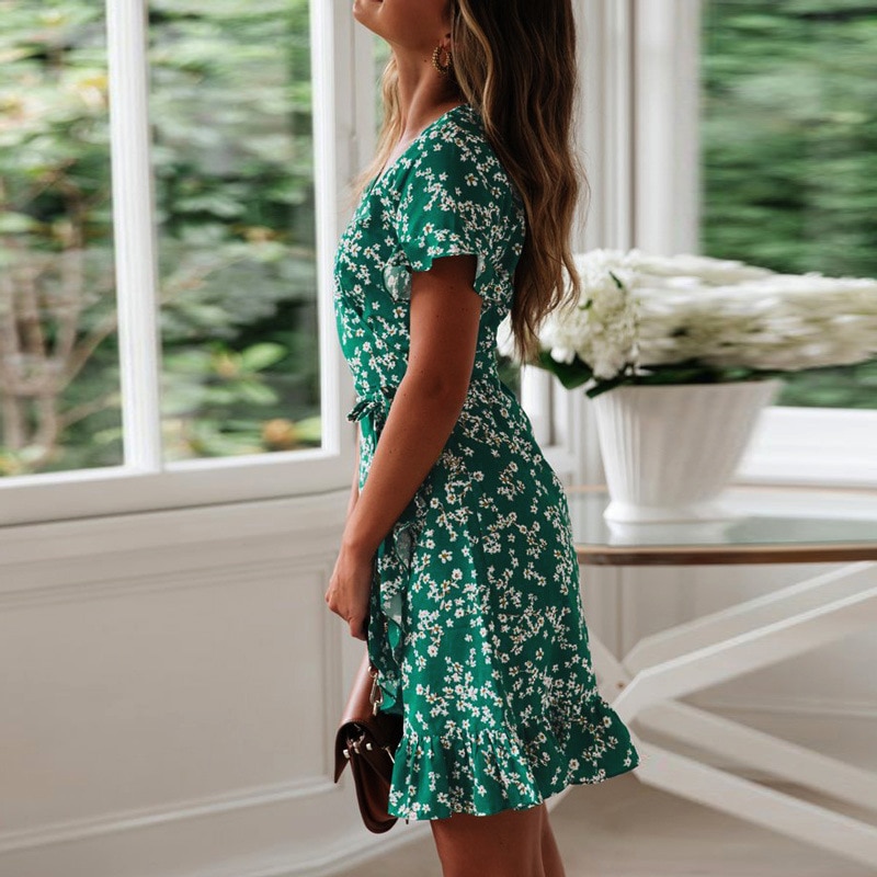 Ladies Floral Dress with Ruffles Ladies Floral Dress with Ruffles