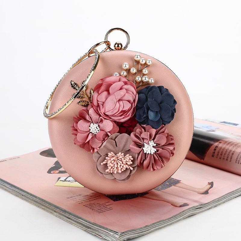 Ladies Flower Round Clutch Bag Ladies Flower Round Clutch Bag