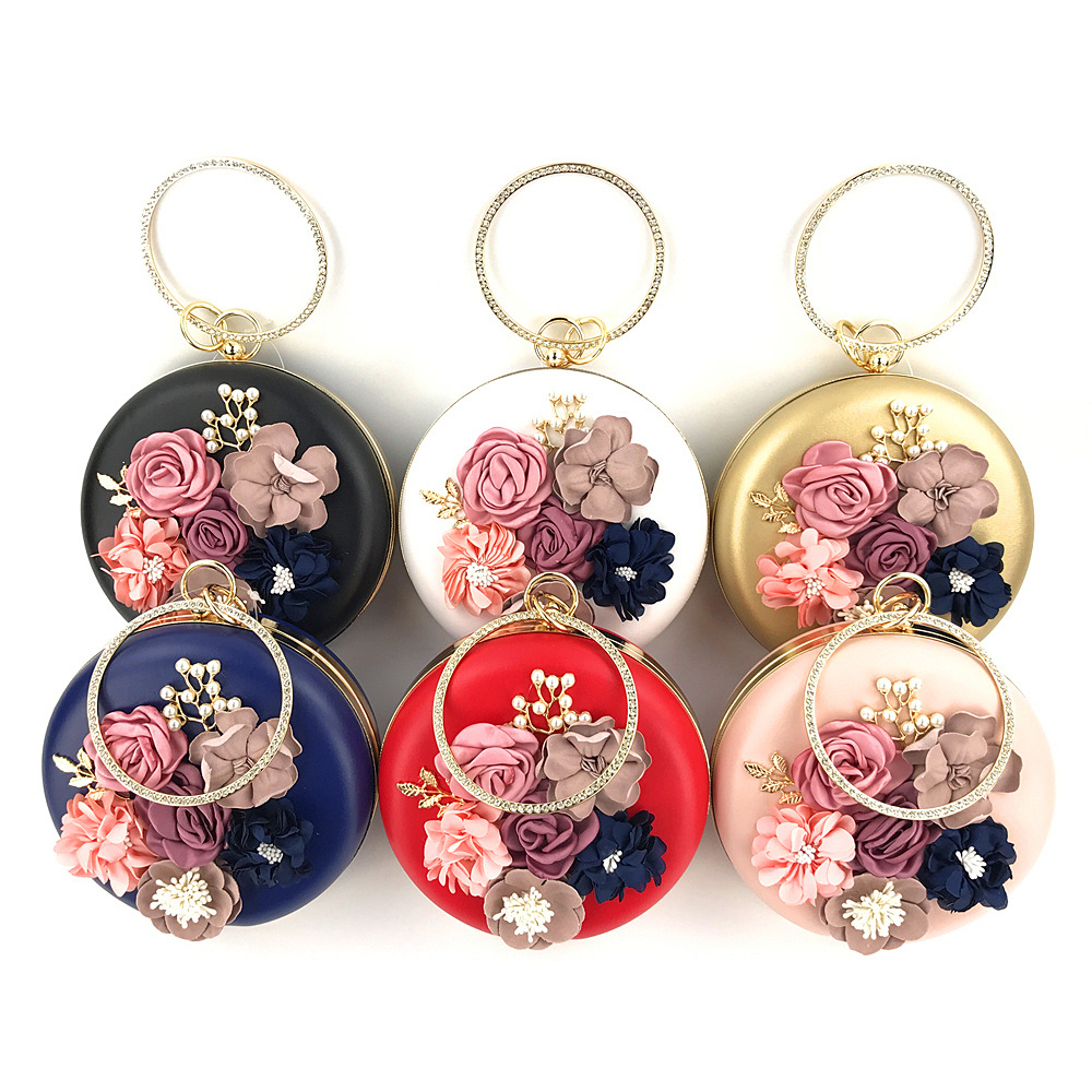 Ladies Flower Round Clutch Bag