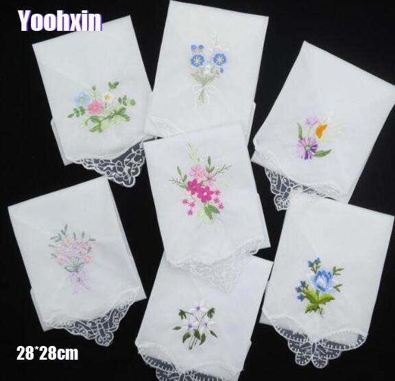Ladies Handkerchiefs Embroidered Flower (3Pcs) Ladies Handkerchiefs Embroidered Flower (3Pcs)