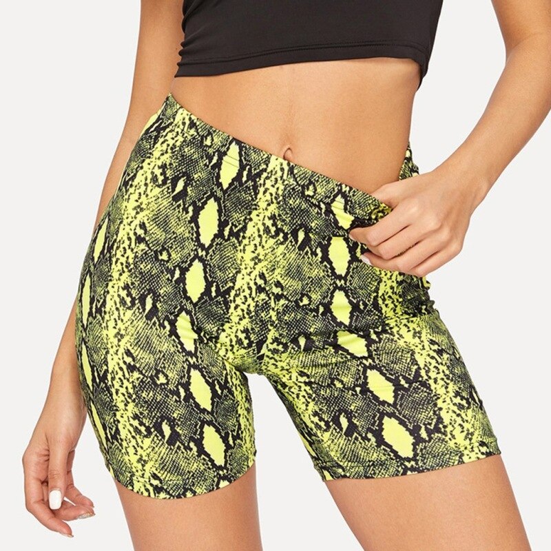 Ladies High Waist Snake Print Biker Shorts Ladies High Waist Snake Print Biker Shorts