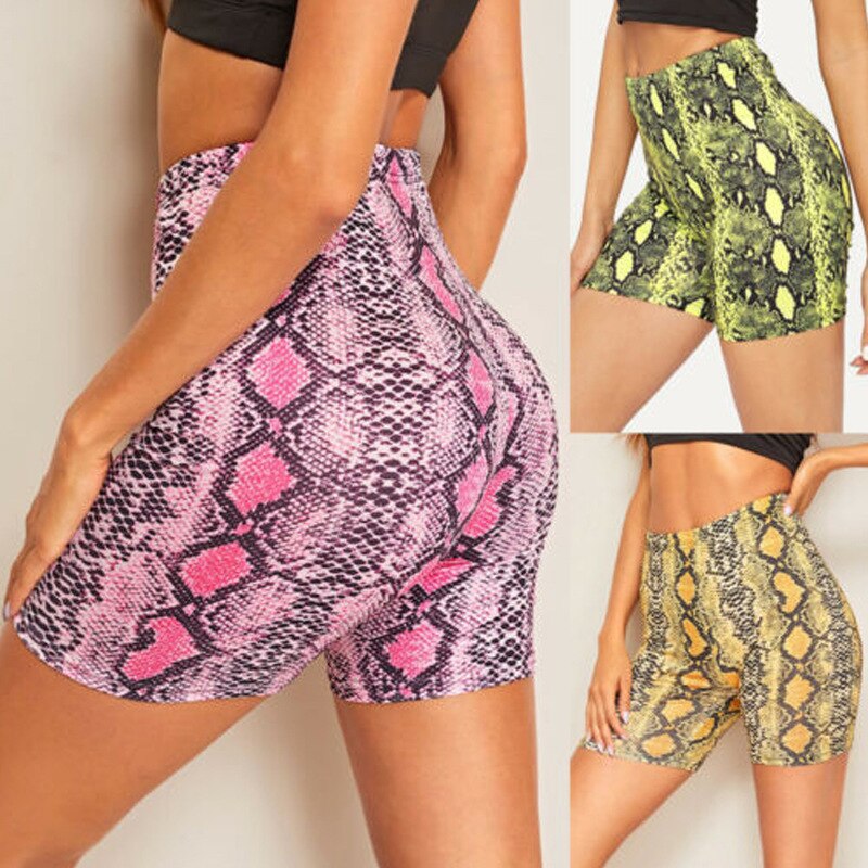 Ladies High Waist Snake Print Biker Shorts Ladies High Waist Snake Print Biker Shorts