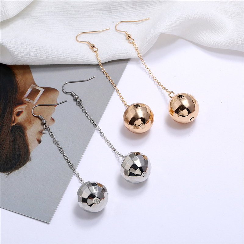 Ladies Long Dangle Disco Ball Earrings
