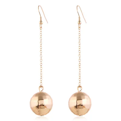 Ladies Long Dangle Disco Ball Earrings