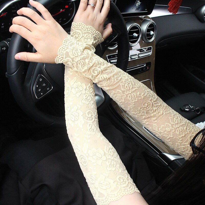 Ladies Long Lace Fingerless Gloves