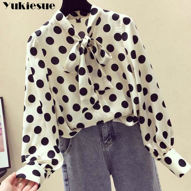 Ladies Polka Dot Long Sleeve Top