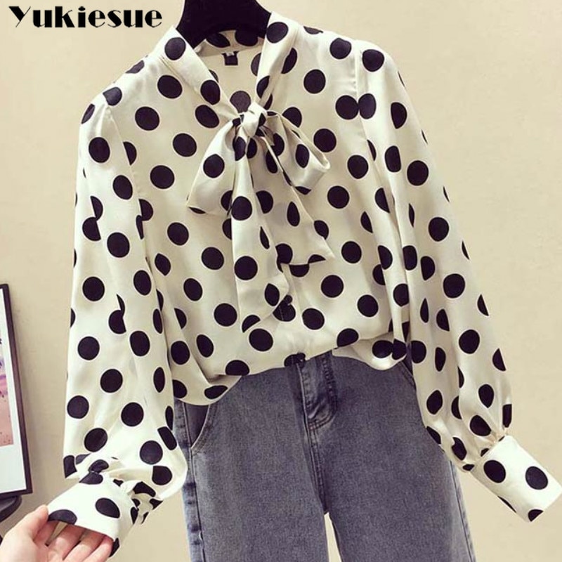 Ladies Polka Dot Long Sleeve Top