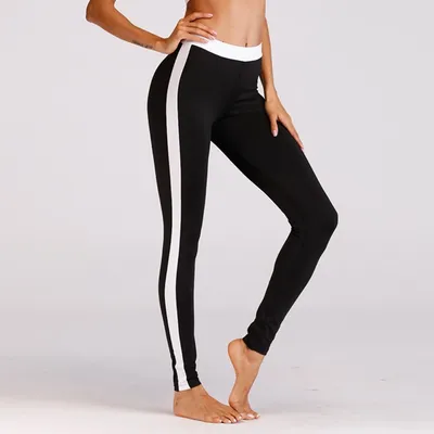 Ladies Sports Leggings White Side Stripe Design Ladies Sports Leggings White Side Stripe Design