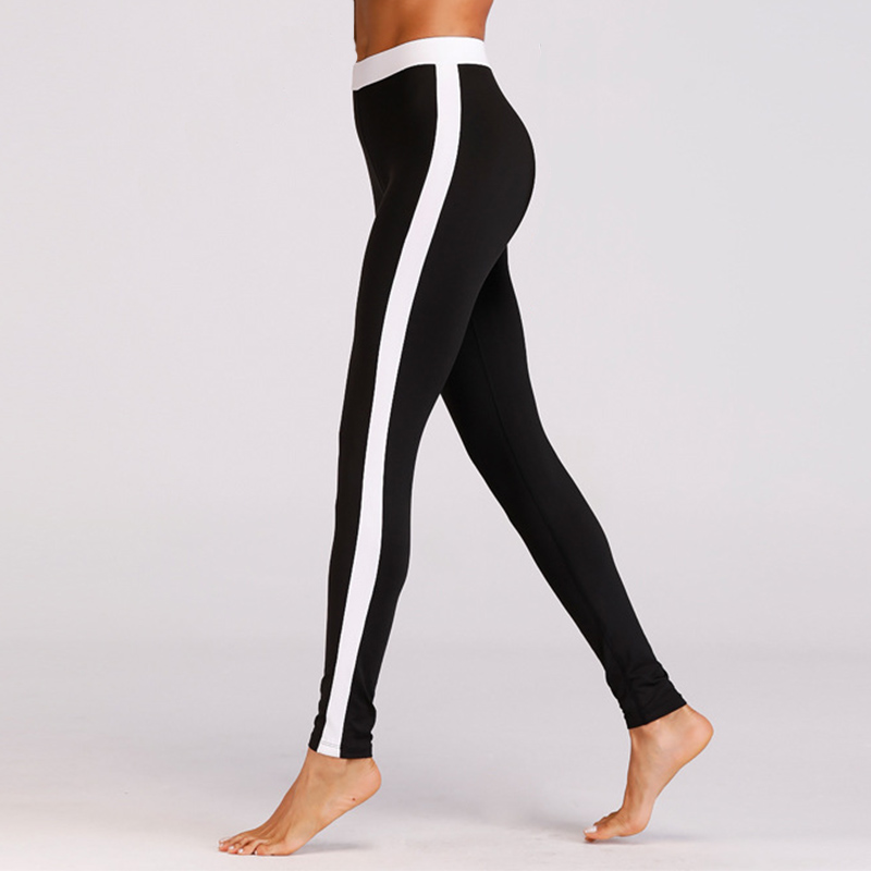Ladies Sports Leggings White Side Stripe Design Ladies Sports Leggings White Side Stripe Design
