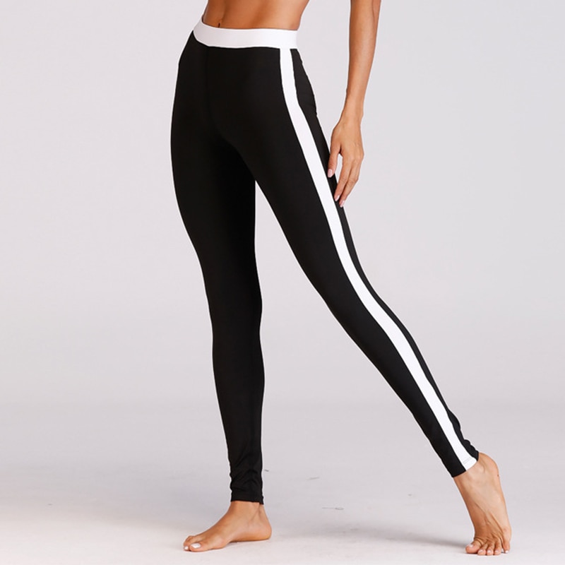 Ladies Sports Leggings White Side Stripe Design Ladies Sports Leggings White Side Stripe Design