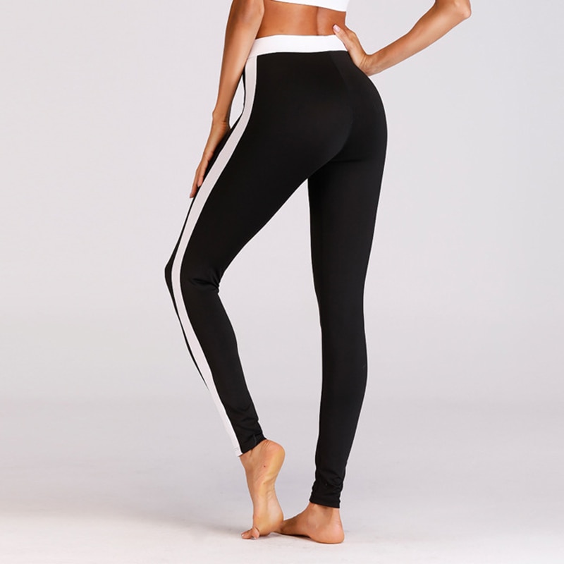 Ladies Sports Leggings White Side Stripe Design Ladies Sports Leggings White Side Stripe Design