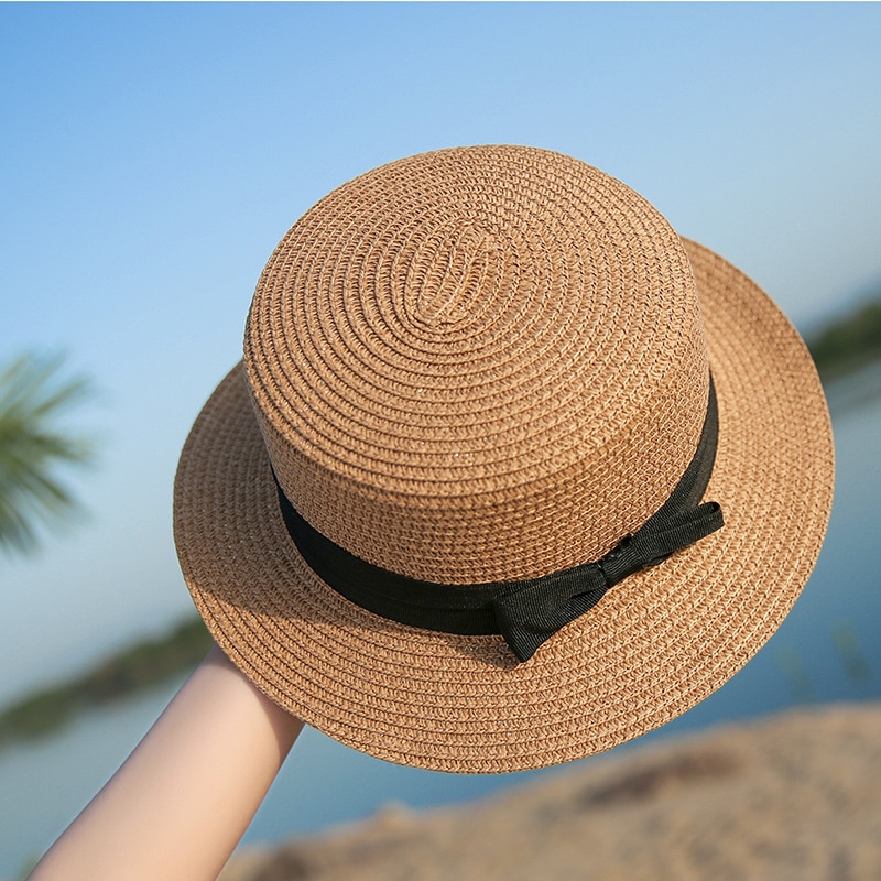 Ladies Straw Hat Flat Brim Headwear Ladies Straw Hat Flat Brim Headwear