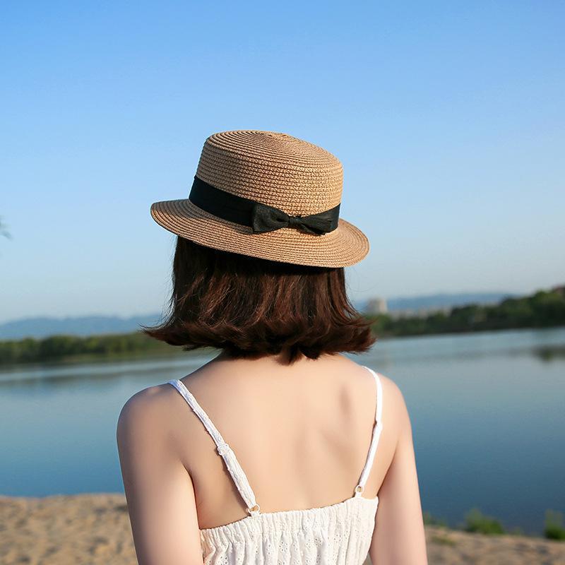 Ladies Straw Hat Flat Brim Headwear