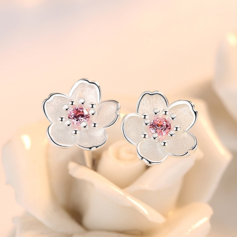 Ladies Stud Cherry Blossom Earrings