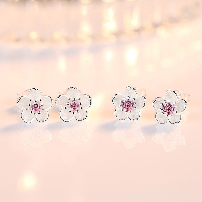 Ladies Stud Cherry Blossom Earrings