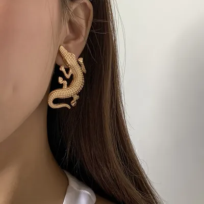 Ladies Stud Crocodile Earrings