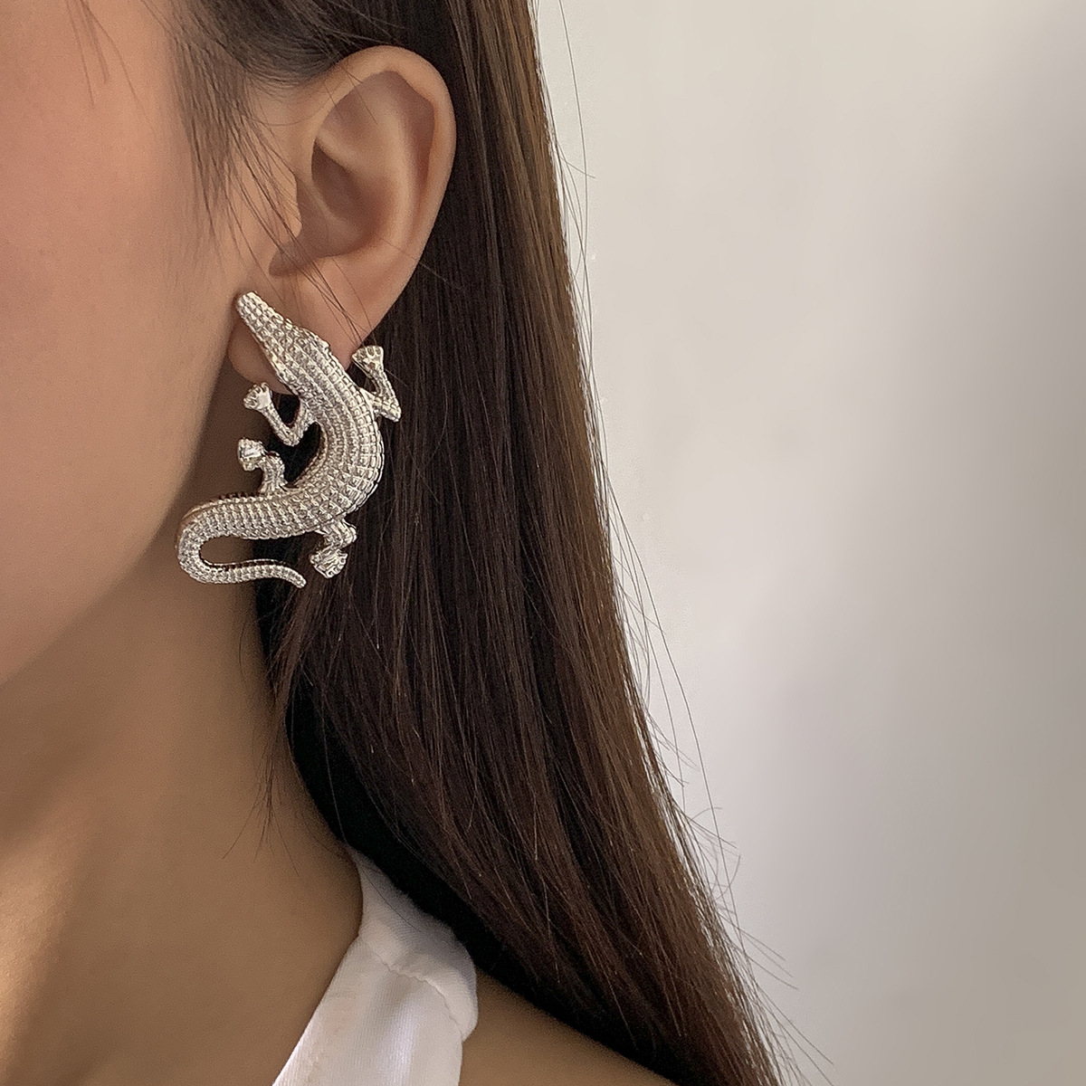 Ladies Stud Crocodile Earrings