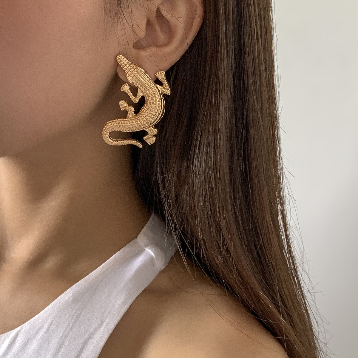 Ladies Stud Crocodile Earrings