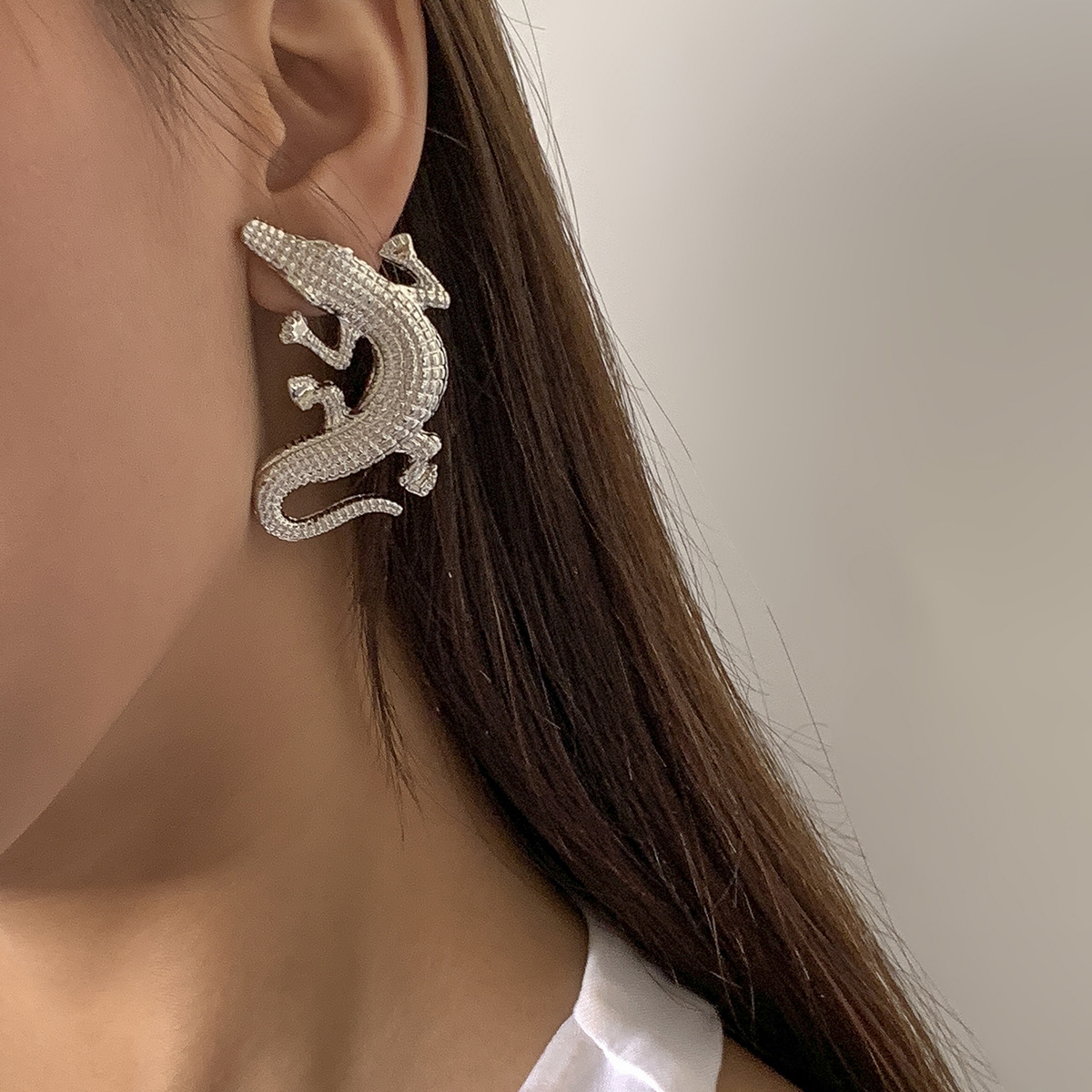 Ladies Stud Crocodile Earrings
