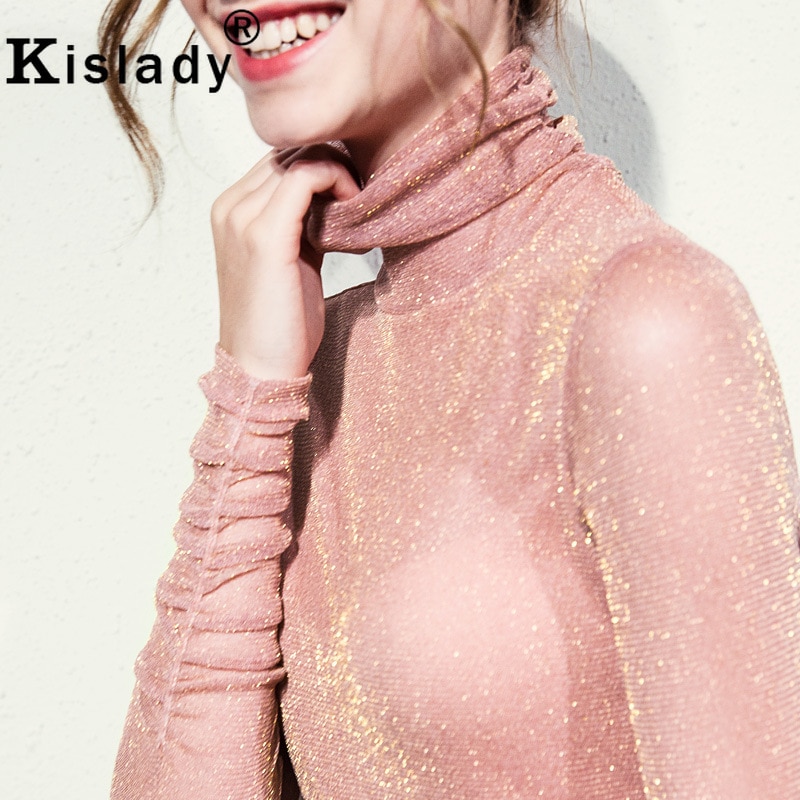 Ladies Turtle Neck Top with Transparent Long Sleeve Ladies Turtle Neck Top with Transparent Long Sleeve