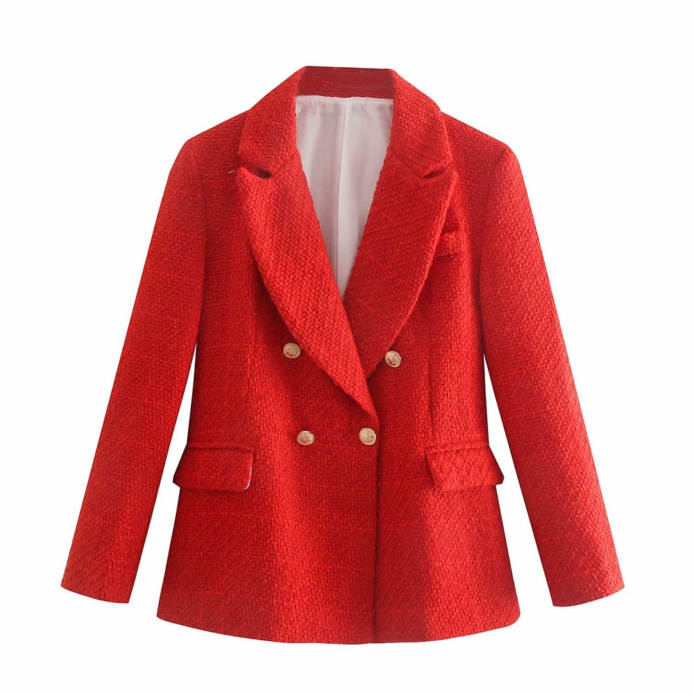 Ladies Woolen Blazer Chic Outerwear