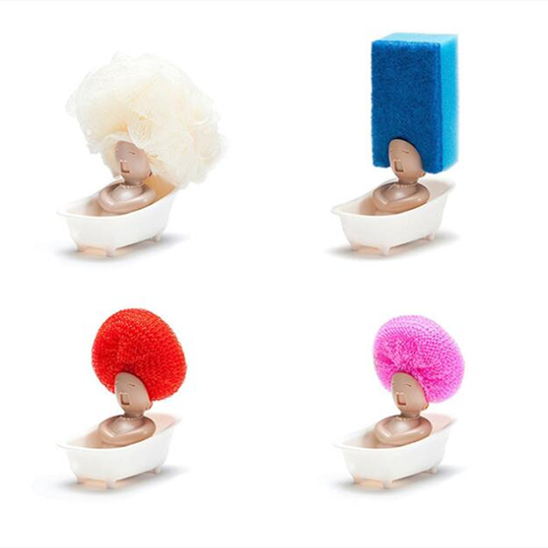Lady in Bathtub Dish Scrub Holder