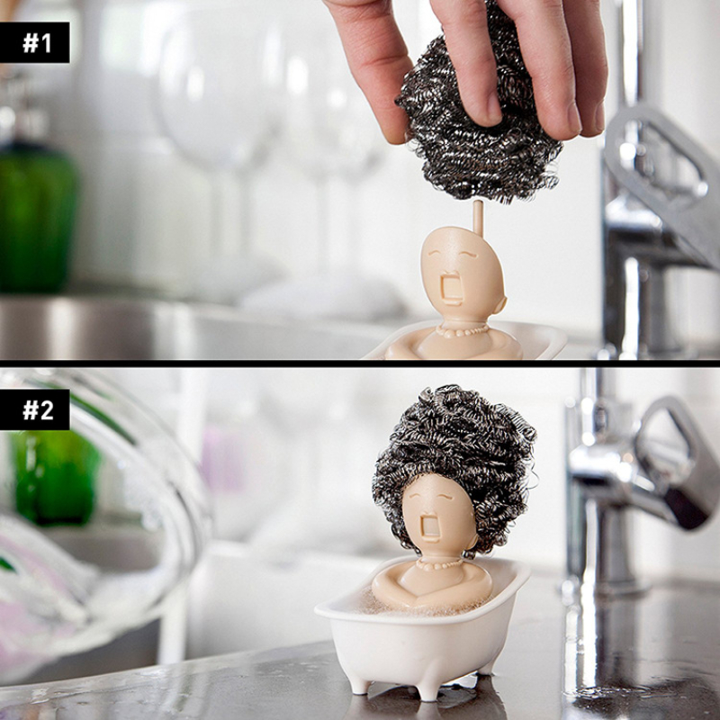 Lady in Bathtub Dish Scrub Holder
