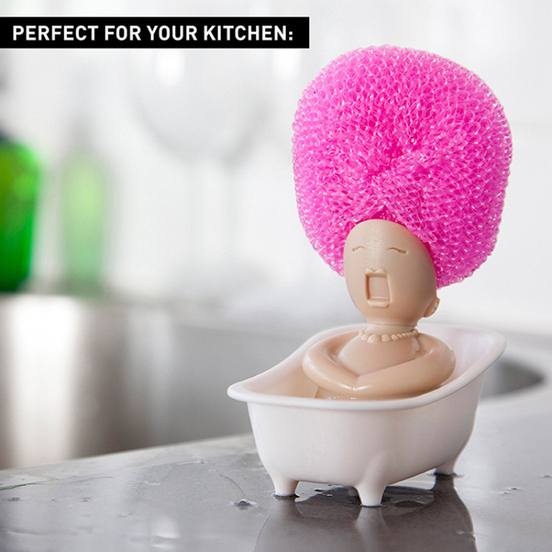 Lady in Bathtub Dish Scrub Holder
