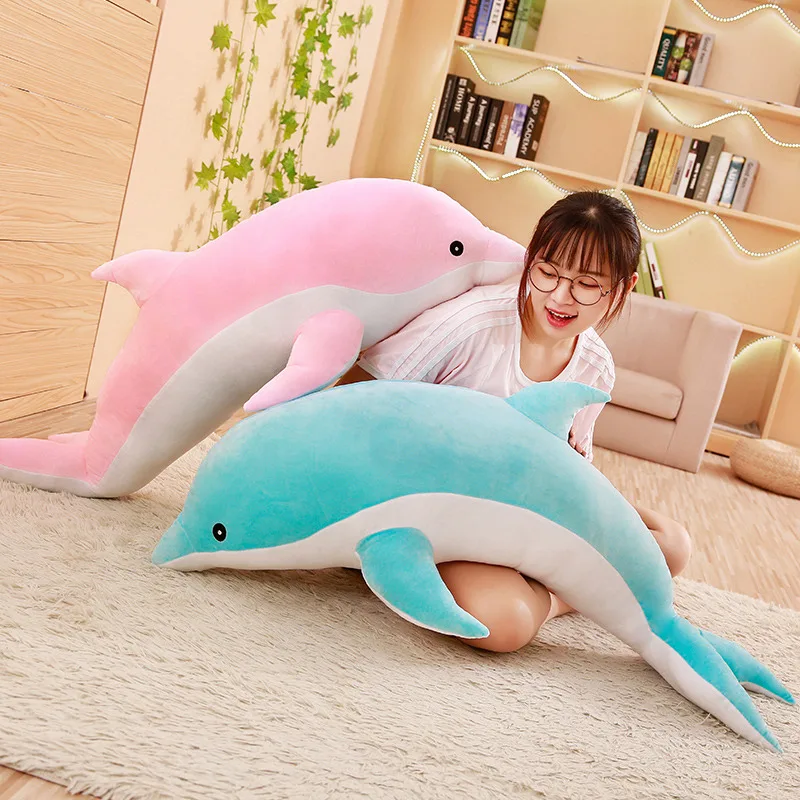 Large 100cm Plush Dolphin Toys Stuffed Sea Animal Cute Girls Dolls Baby Sleeping Pillow Christmas Birthday Halloween