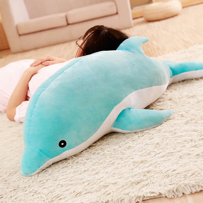 Large 100cm Plush Dolphin Toys Stuffed Sea Animal Cute Girls Dolls Baby Sleeping Pillow Christmas Birthday Halloween