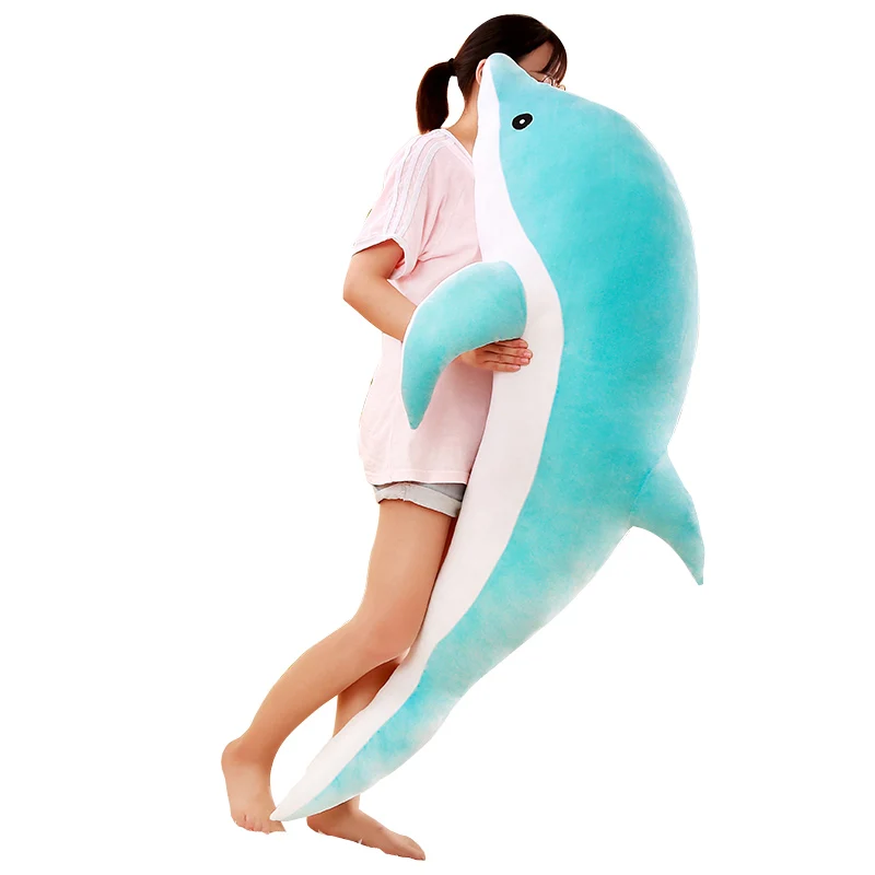 Large 100cm Plush Dolphin Toys Stuffed Sea Animal Cute Girls Dolls Baby Sleeping Pillow Christmas Birthday Halloween