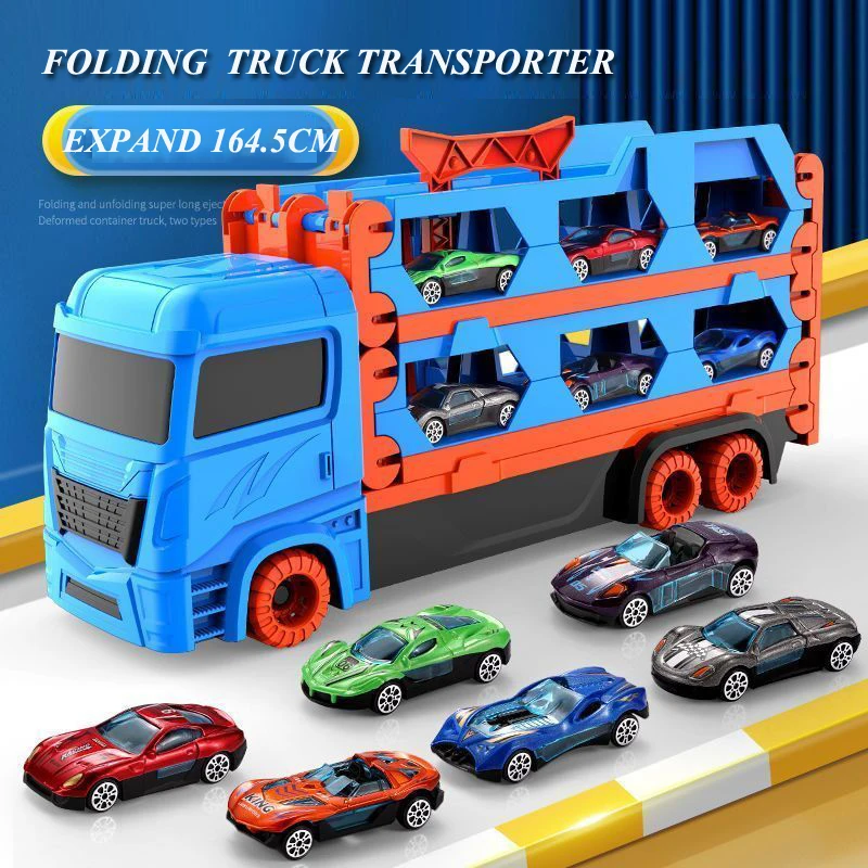 Large Car Transporter Truck Folding Track Racing Vehicle Kids Competitive Games Storage Alloy Car Boy Toy Children Large Car Transporter Truck Folding Track Racing Vehicle Kids Competitive Games Storage Alloy Car Boy Toy Children