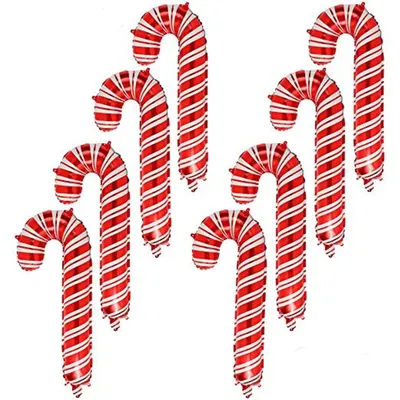 Large Foil Candy Cane Balloons (8pcs)