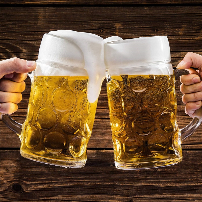Large Glass 1 Liter Beer Mug