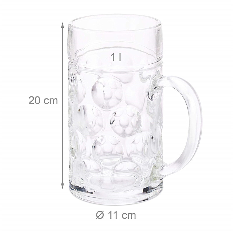 Large Glass 1 Liter Beer Mug