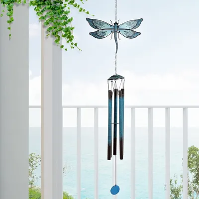Large Hanging Glass Dragonfly Wind Chime Large Hanging Glass Dragonfly Wind Chime