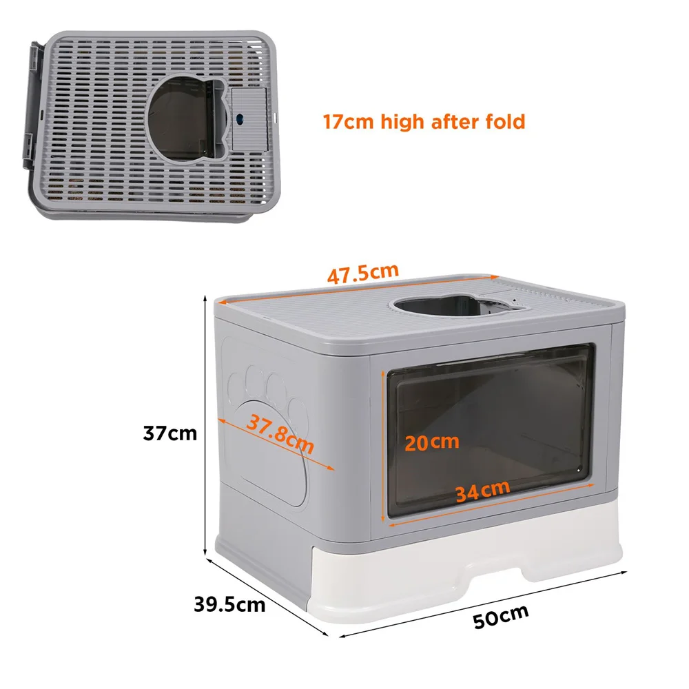 Large Hooded Cat Litter Box Tray Drawer Type Pet Kitty Toilet Top Entry Anti-Splashing Enclosed Potty with Hair