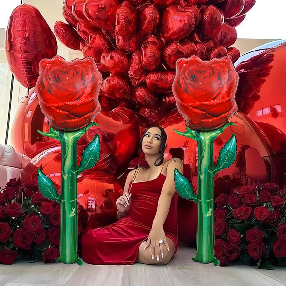 Large Simulation Red Rose Aluminum Film Balloon Mother's Day Wedding Proposal Girl Gift Anniversary Birthday Party