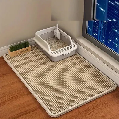 Large Size Cat Litter Mat-Advanced Honeycomb Double Layer Design,Urine Waterproof,Easy Cleaning,Scatter Control,Stay