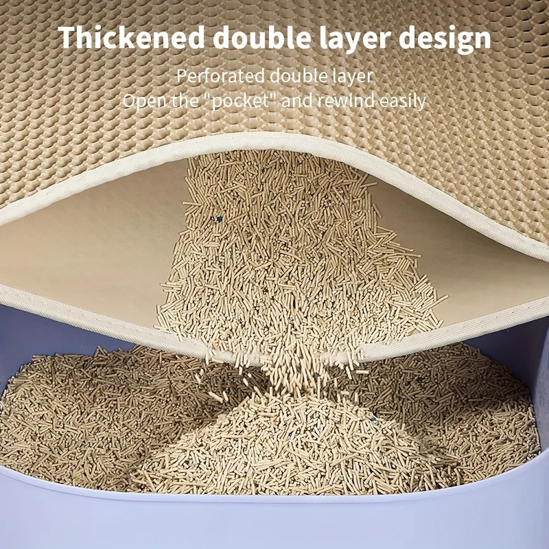 Large Size Cat Litter Mat-Advanced Honeycomb Double Layer Design,Urine Waterproof,Easy Cleaning,Scatter Control,Stay