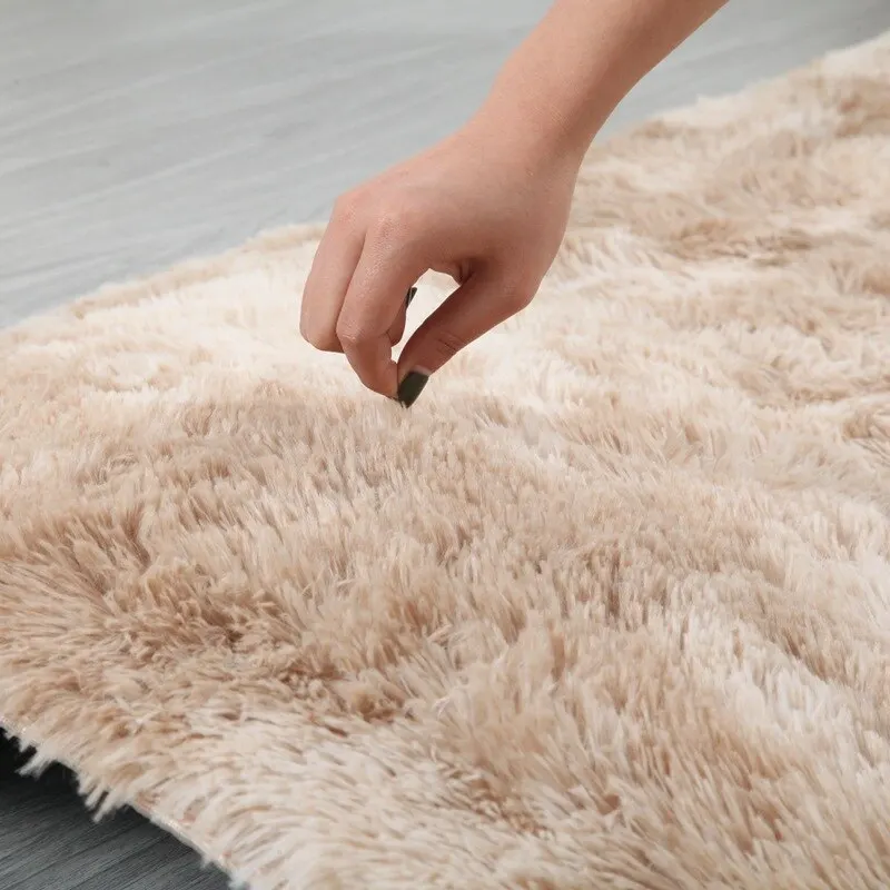 Large Size Oval Plush Rug Fluffy Home Decor Bedside Thick Tie Dye Rug Living Room Bedroom Rug