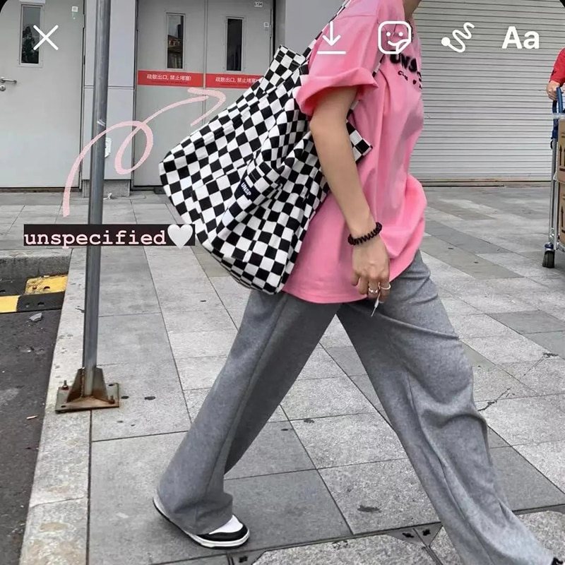 Large Stylish Checkered Tote Bag Large Stylish Checkered Tote Bag