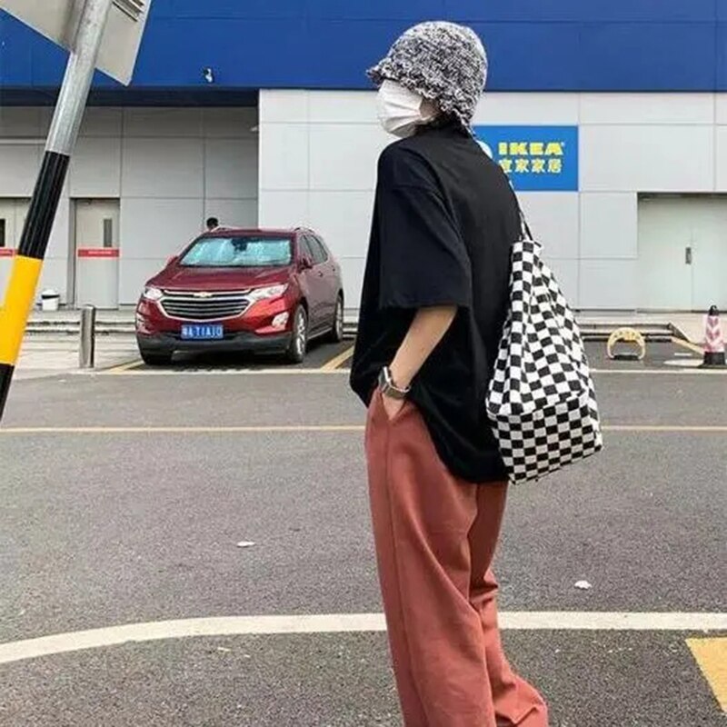 Large Stylish Checkered Tote Bag Large Stylish Checkered Tote Bag
