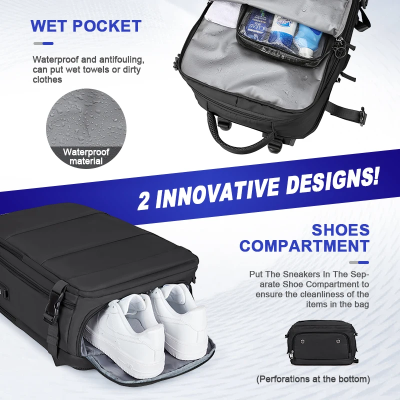 Large Travel Backpack Airline Flight Approved Waterproof Laptop Backpack Anti Theft Carry on Backpack Hiking Backpack
