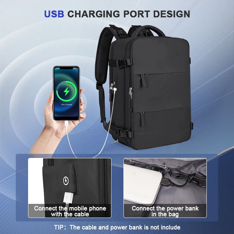 Large Travel Backpack Airline Flight Approved Waterproof Laptop Backpack Anti Theft Carry on Backpack Hiking Backpack