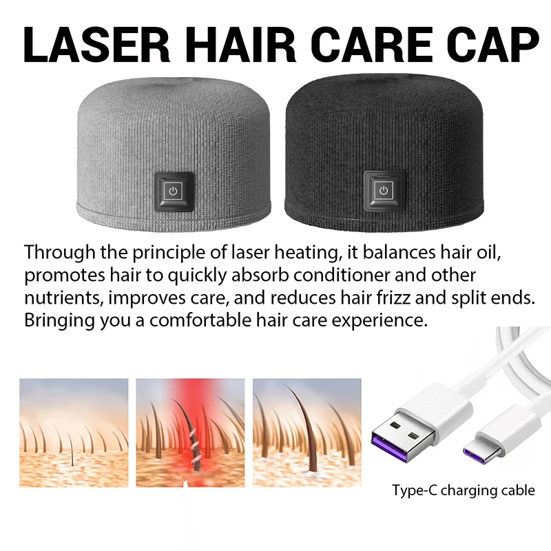 Laser Hair Cap Repairs Frizzy Hair, Thickens Hairline, Solidifies Head Massage, Cares for Damaged Hair, Heat Cap
